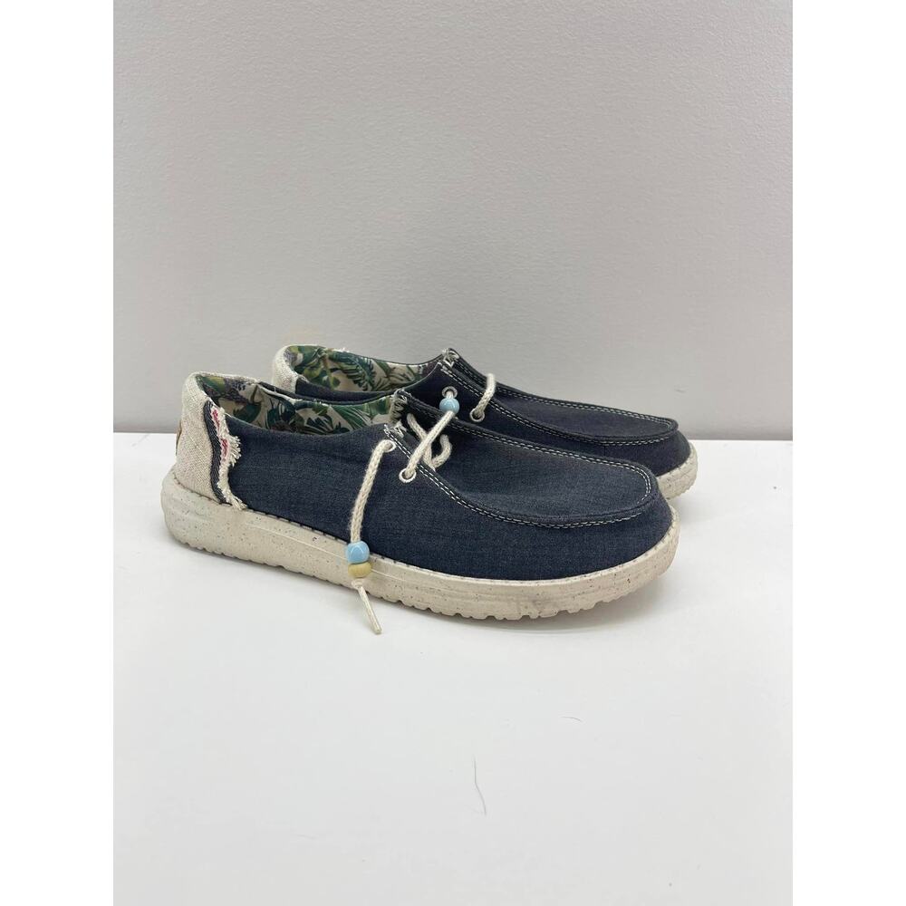 Hey Dude Wendy‎ Slip On Shoe Womens 6 Natural Carbon Gray EVA Bottom Beaded
